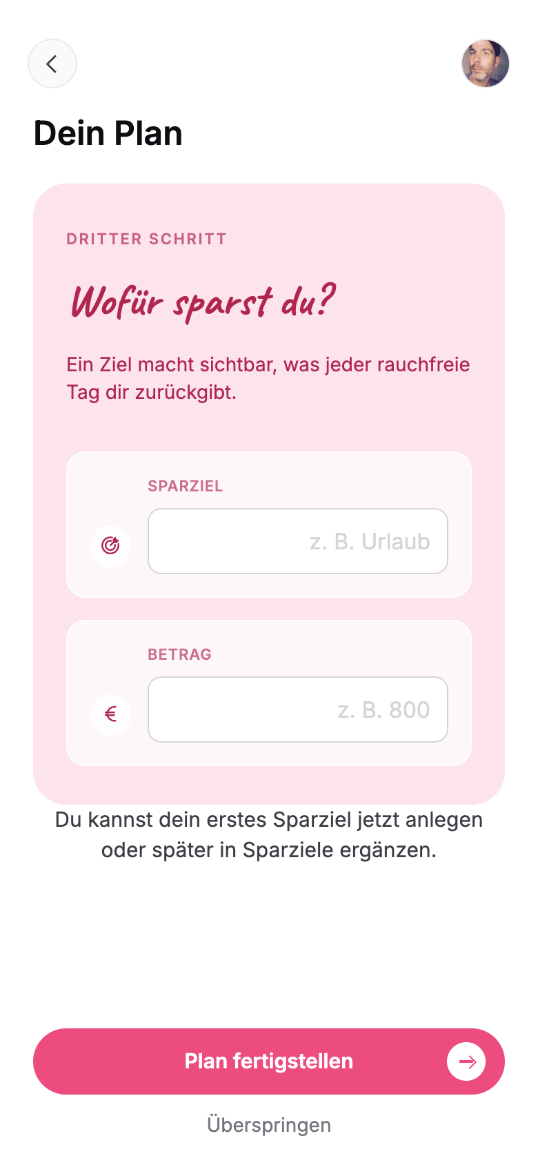 Sparziel festlegen